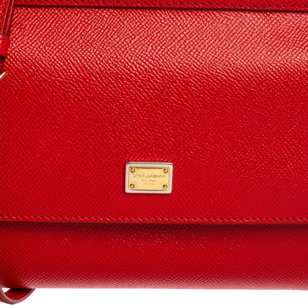 Dolce & Gabbana Red Leather Small Miss Sicily Top Handle Bag 1