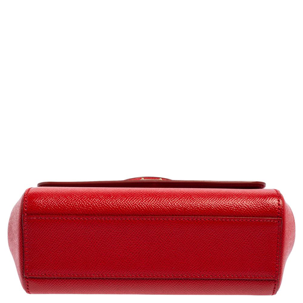 Dolce & Gabbana Red Leather Small Miss Sicily Top Handle Bag 4