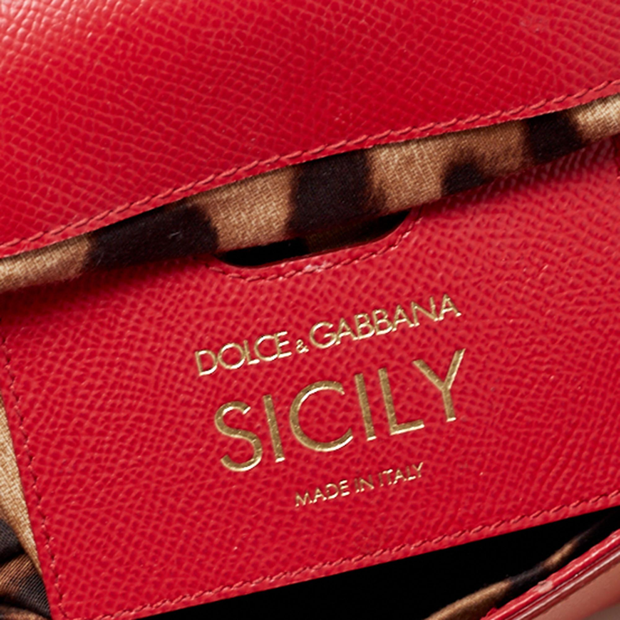 Dolce & Gabbana Red Leather Small Miss Sicily Top Handle Bag 5