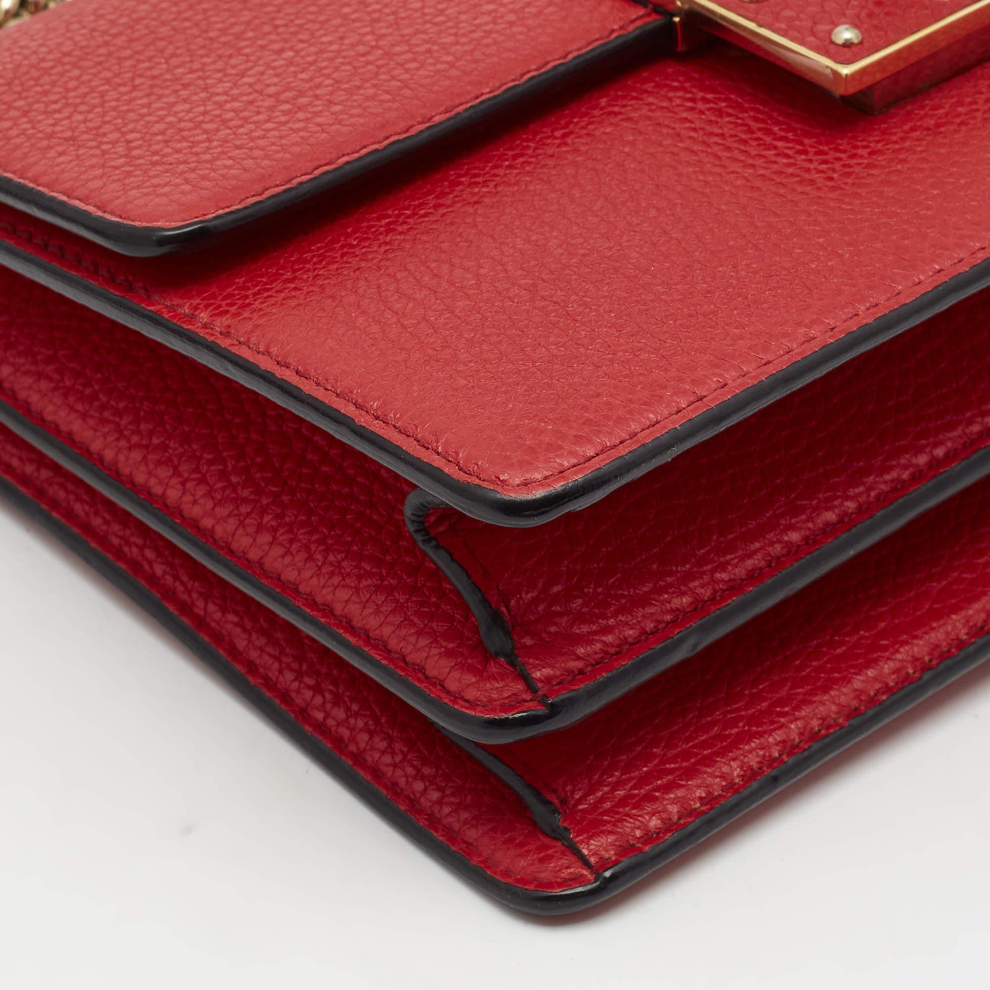 Dolce & Gabbana Red Leather Small Rosalia Shoulder Bag 5
