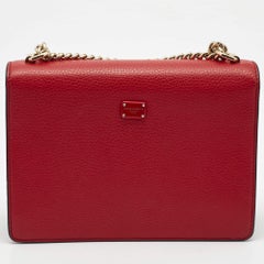 Dolce & Gabbana Red Leather Small Rosalia Shoulder Bag