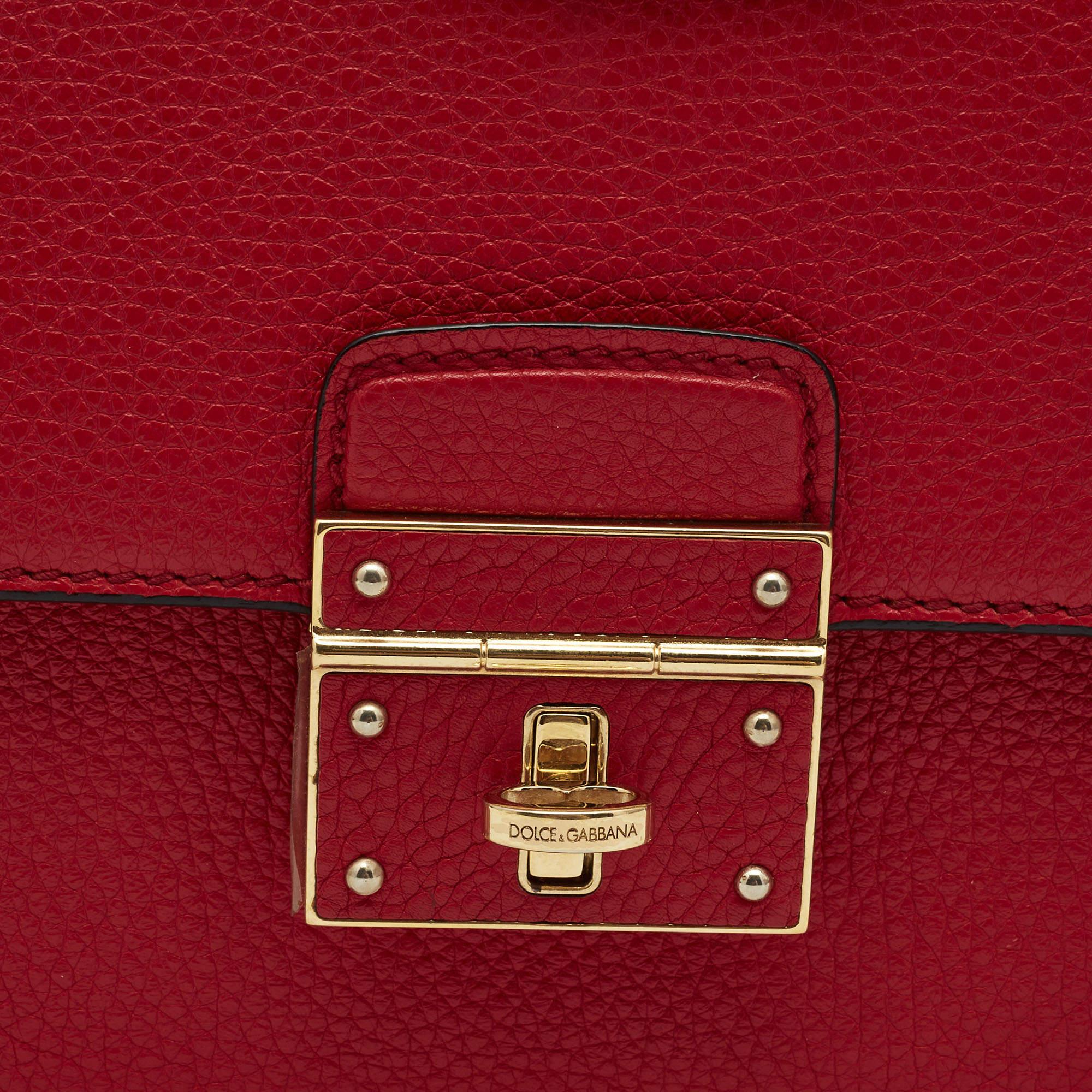 Dolce & Gabbana Red Leather Small Rosalia Shoulder Bag 3