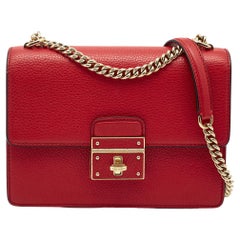 Dolce & Gabbana Red Leather Small Rosalia Shoulder Bag