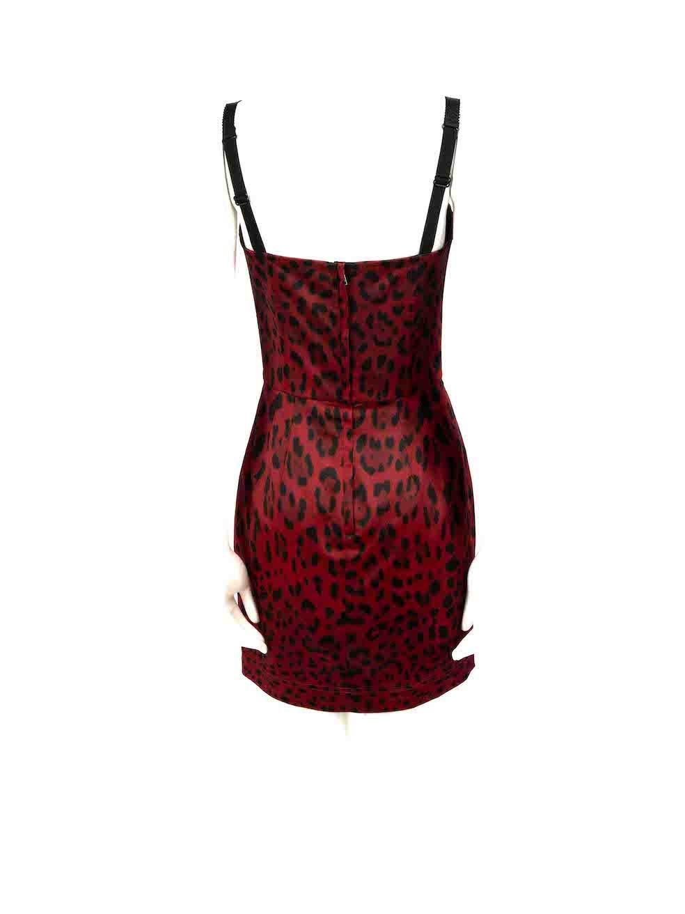Dolce & Gabbana Red Leopard Print Mini Dress Size M In Excellent Condition In London, GB