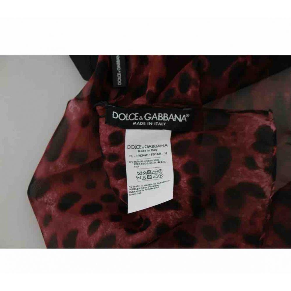 Black Dolce & Gabbana Red Leopard Print Silk Scarf in Multicolour