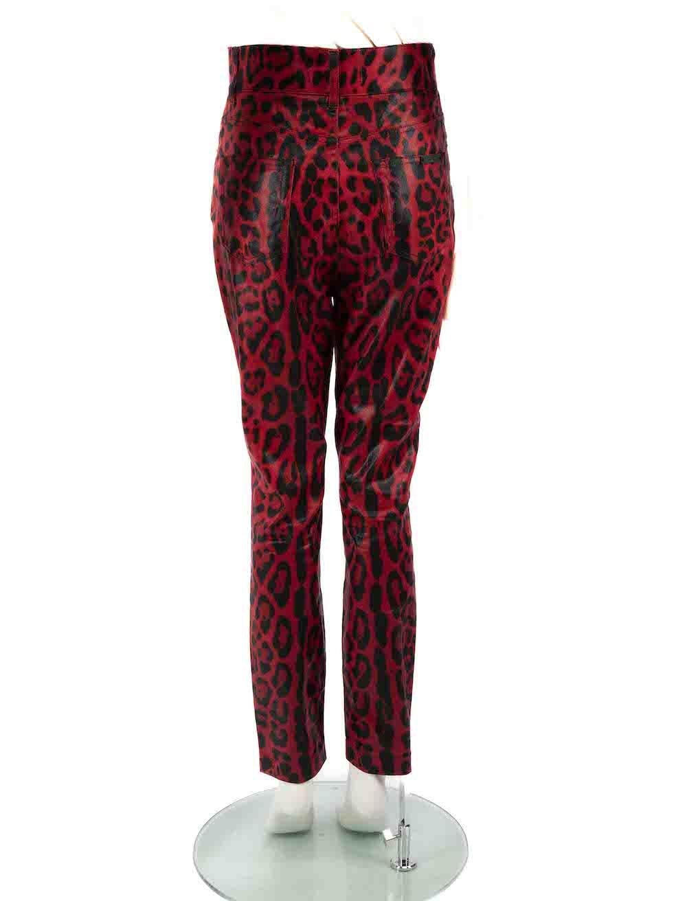 Brown Dolce & Gabbana Red Leopard Print Skinny Jeans Size M