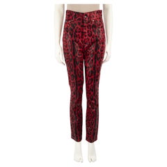 Dolce & Gabbana Red Leopard Print Skinny Jeans Size M