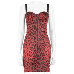 Dolce & Gabbana Red Leopard Print Sleeveless Dress Size S