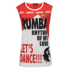 Dolce & Gabbana Red Let's Dance Printed Cotton Sleeveless T-Shirt S