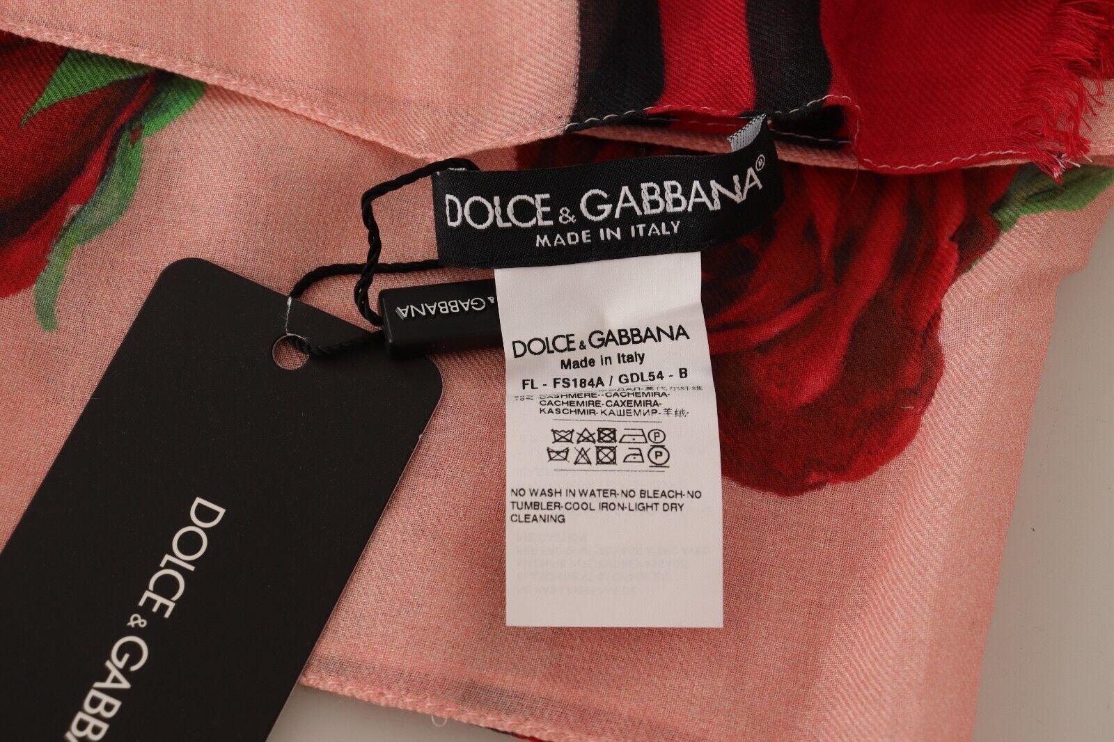 Dolce & Gabbana Red Modal Cashmere Roses Floral Scarf Wrap Cover Up Italy DG For Sale 1