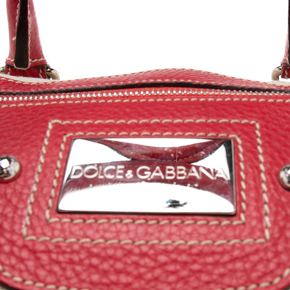 Dolce & Gabbana Red/Offwhite Leather And Canvas Miss Easy Way Boston Bag 1
