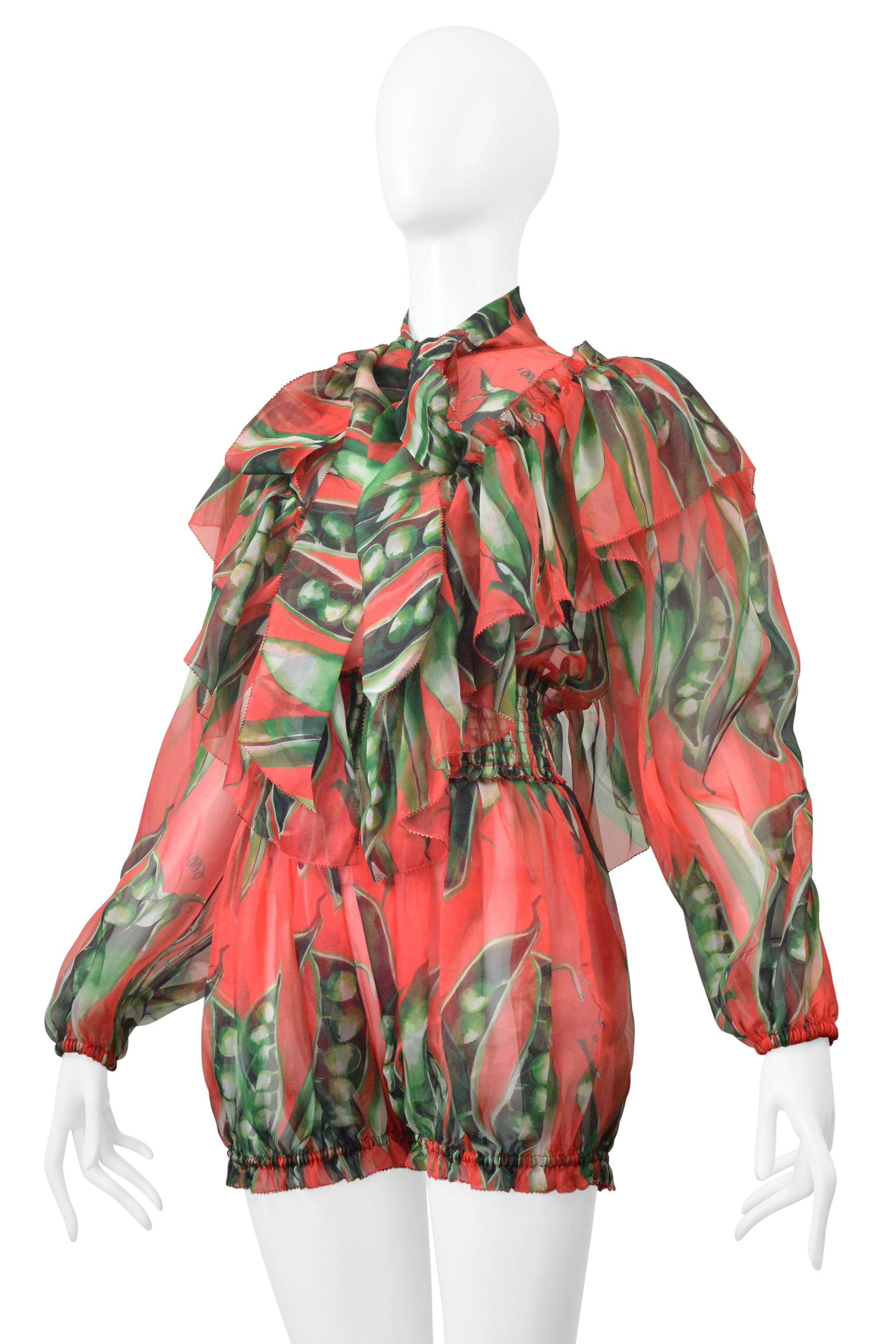 Dolce & Gabbana Romper floreale in organza rossa con volant 2018 In condizioni ottime in vendita a Los Angeles, CA