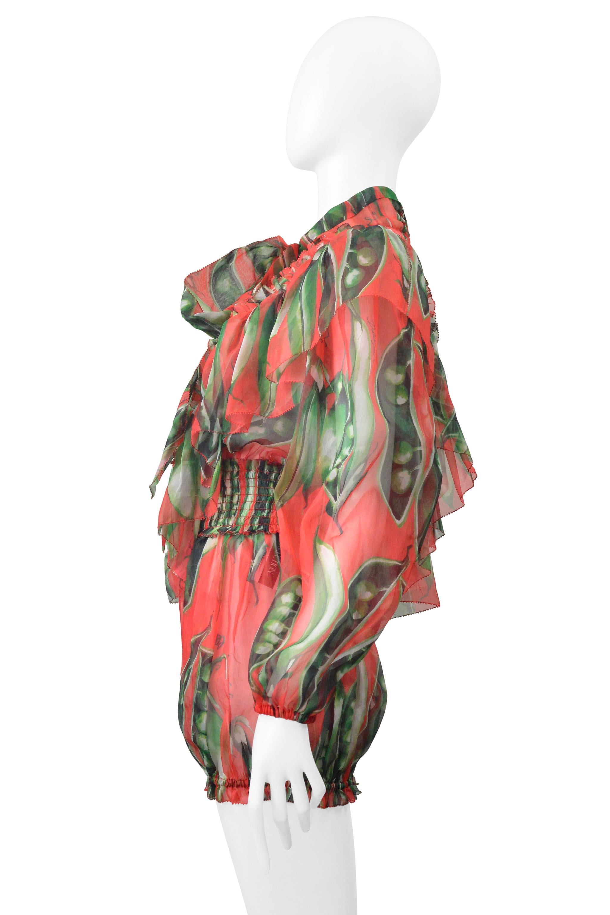 Dolce & Gabbana Romper floreale in organza rossa con volant 2018 in vendita 1