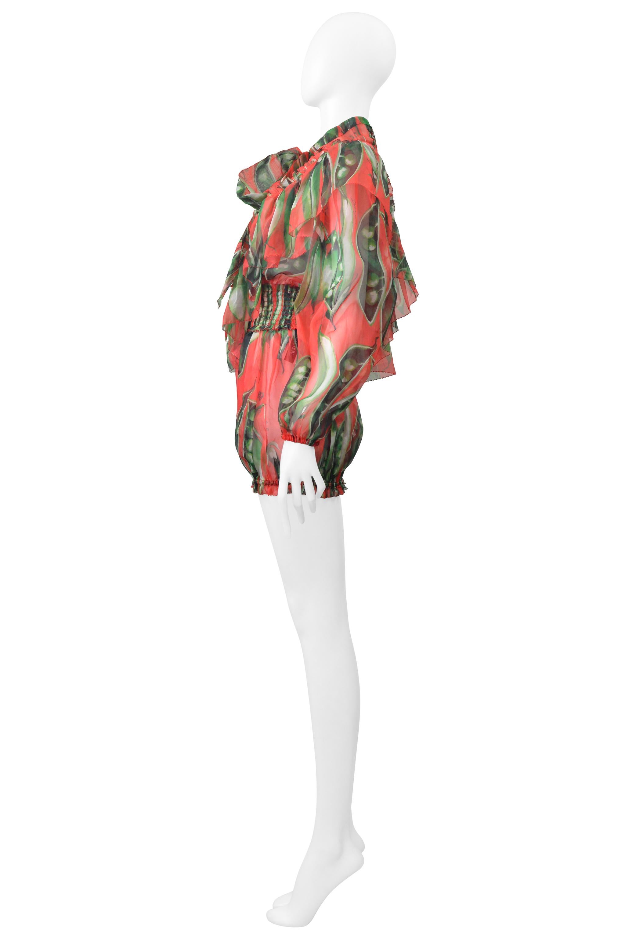 Dolce & Gabbana Romper floreale in organza rossa con volant 2018 in vendita 2