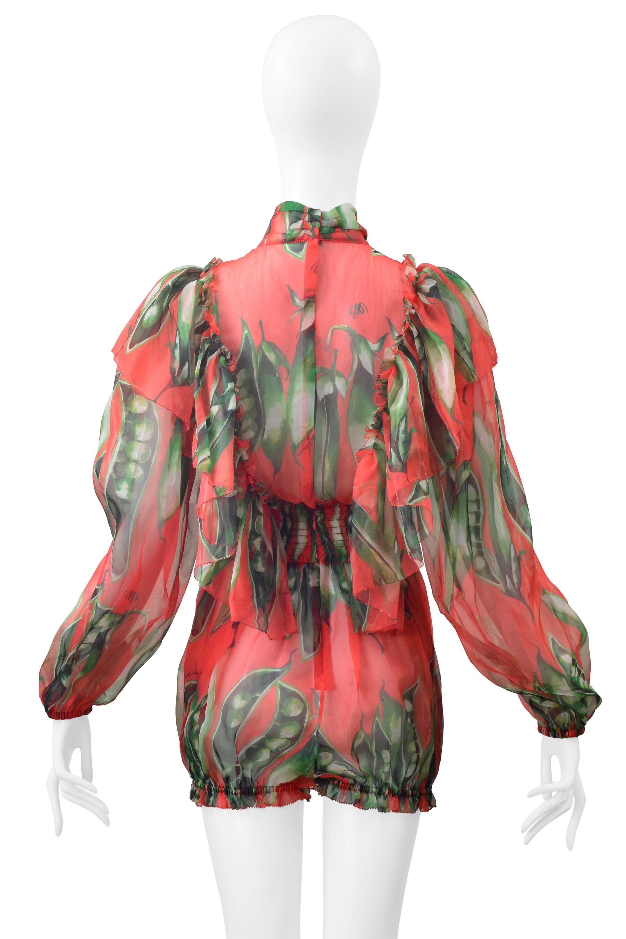 Dolce & Gabbana Romper floreale in organza rossa con volant 2018 in vendita 3