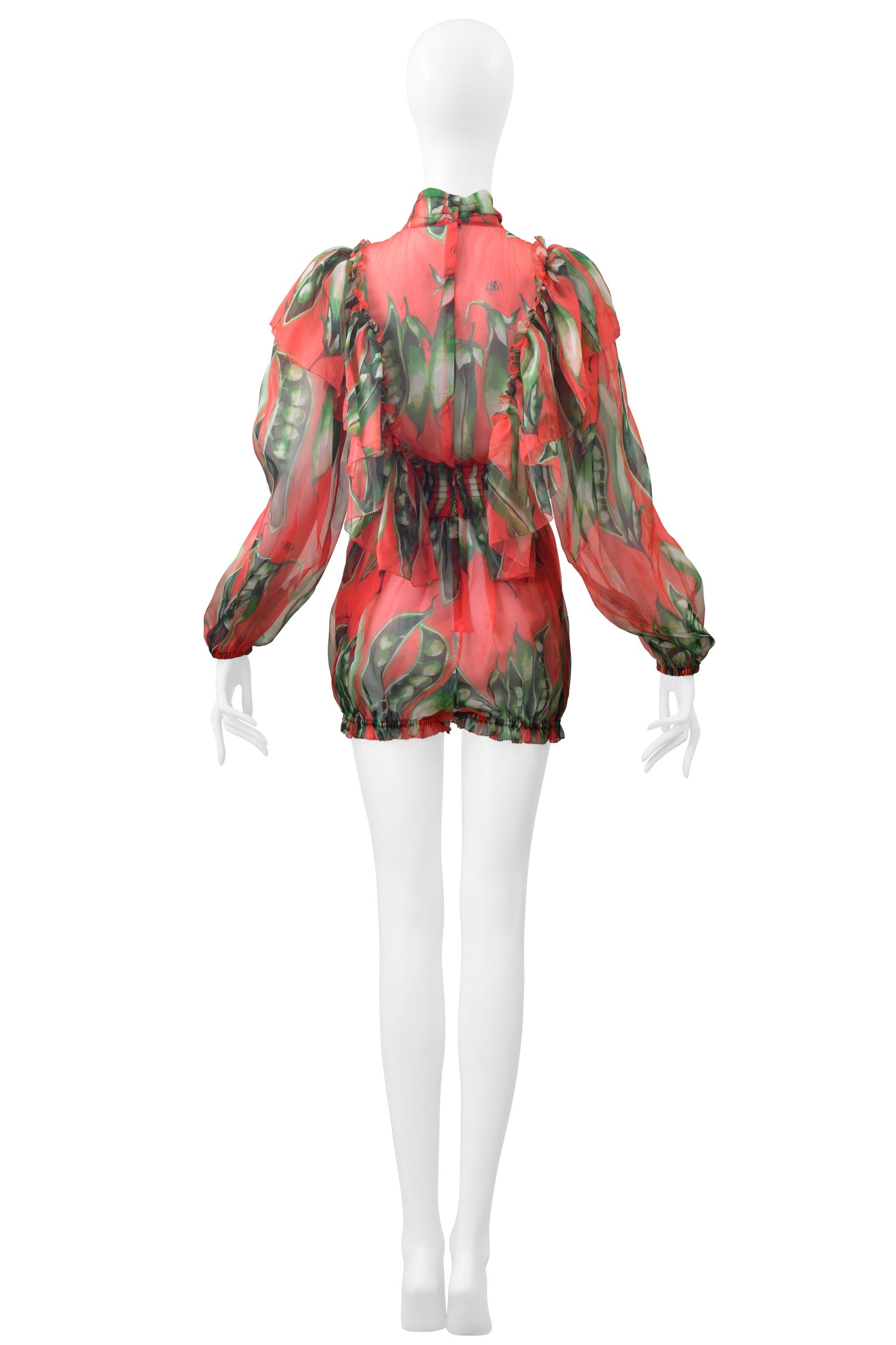 Dolce & Gabbana Romper floreale in organza rossa con volant 2018 in vendita 4