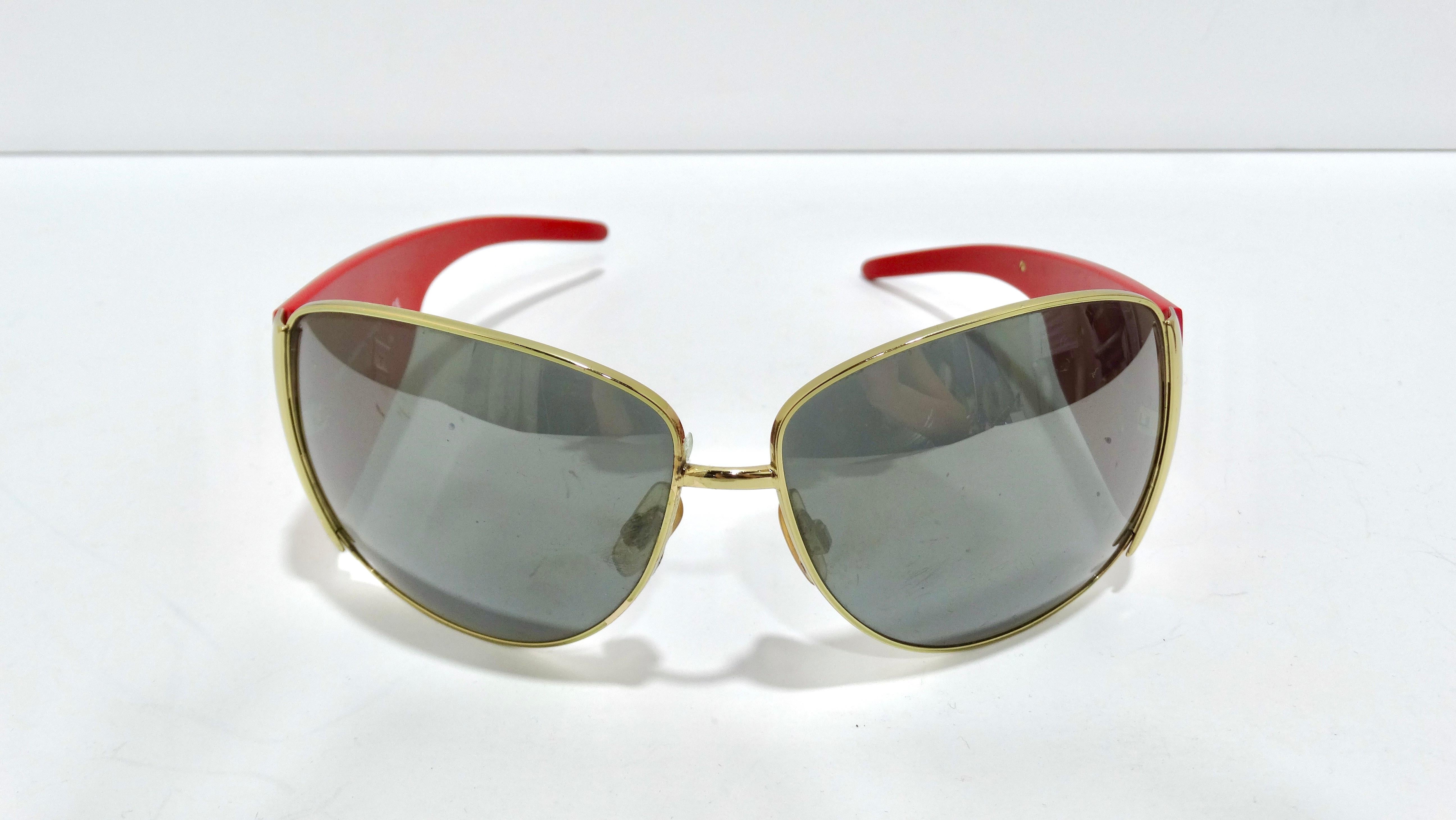 Gray Dolce & Gabbana Red Oversized Logo Sunglasses