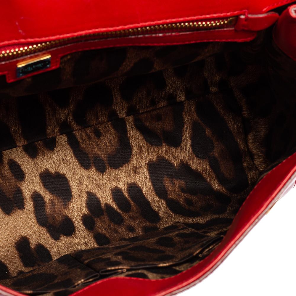 Dolce & Gabbana Red Patent Leather Large Miss Sicily Top Handle Bag 4