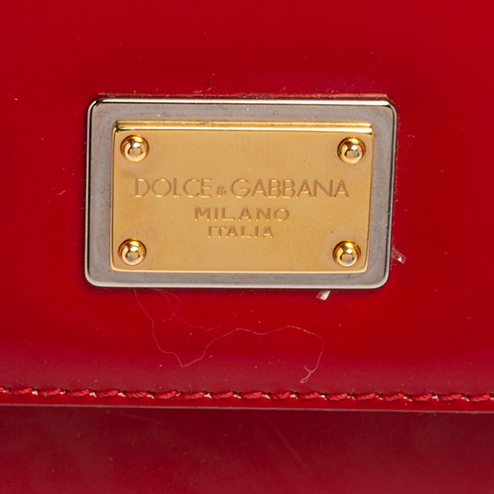 Dolce & Gabbana Red Patent Leather Large Miss Sicily Top Handle Bag 6
