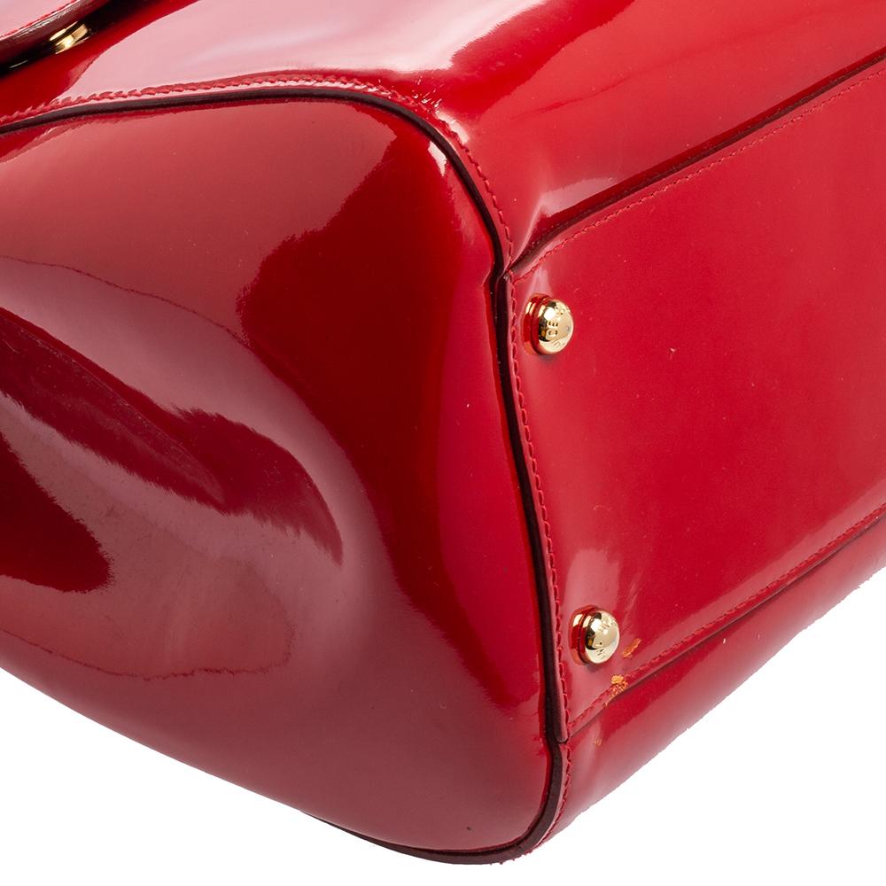 Dolce & Gabbana Red Patent Leather Large Miss Sicily Top Handle Bag 2
