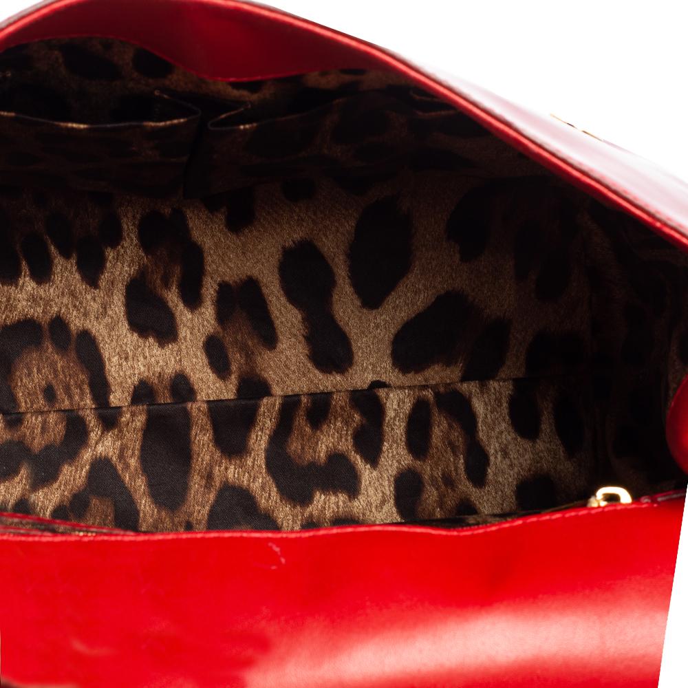 Dolce & Gabbana Red Patent Leather Large Miss Sicily Top Handle Bag 3