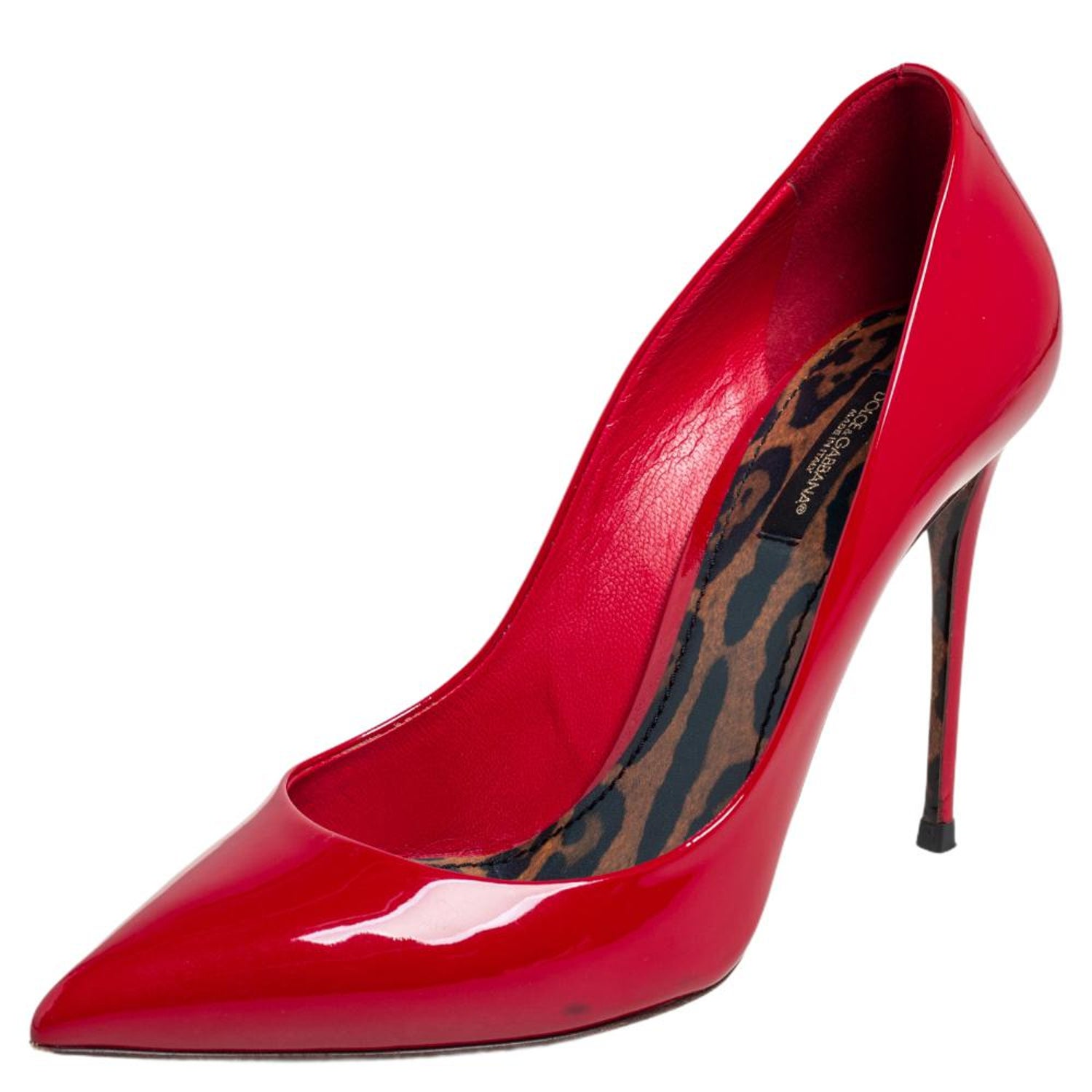 Dolce and Gabbana Red Patent Leather Pointed Toe Pumps Size 40 at 1stDibs
