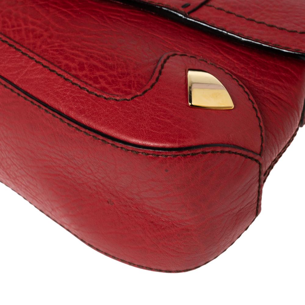 Dolce & Gabbana Red Pebbled Leather Ring Shoulder Bag 6