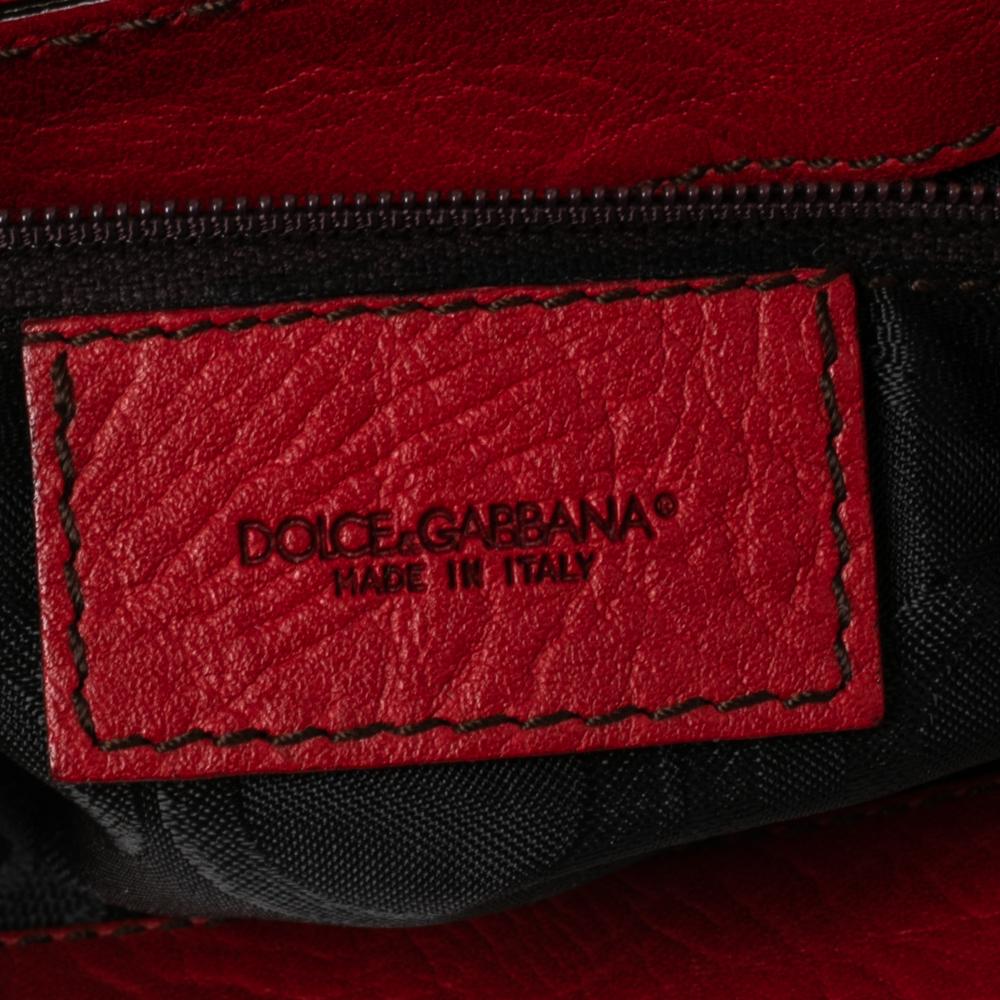 Women's Dolce & Gabbana Red Pebbled Leather Ring Shoulder Bag