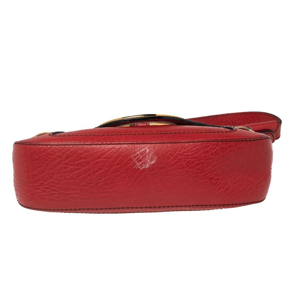 Dolce & Gabbana Red Pebbled Leather Ring Shoulder Bag 3