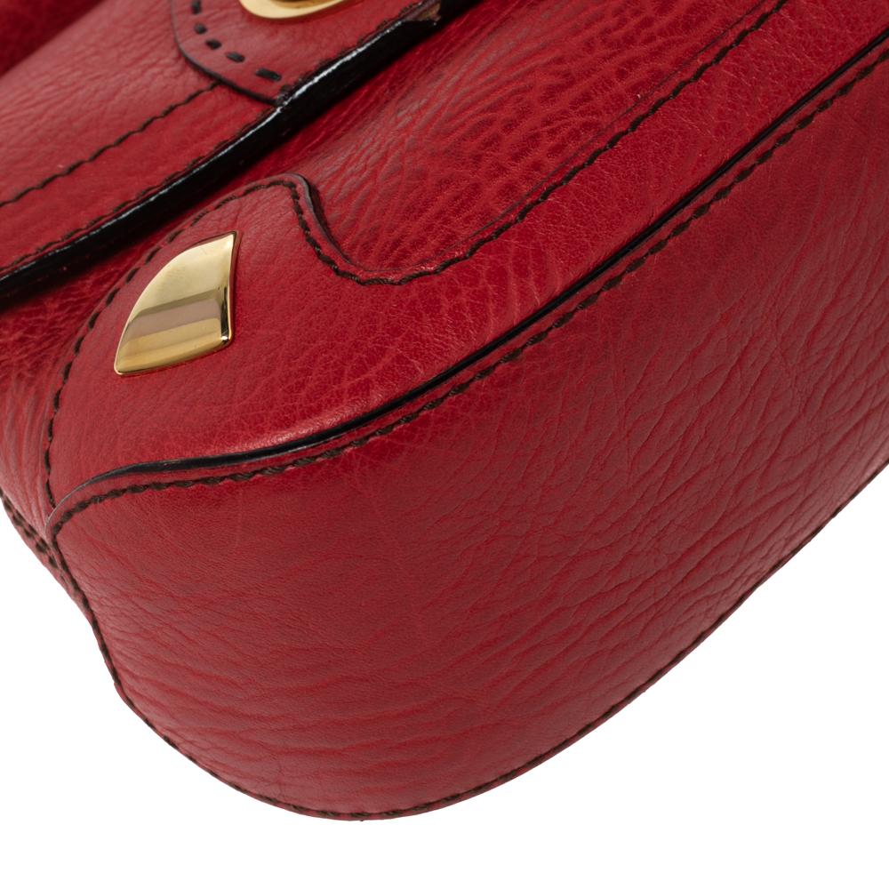 Dolce & Gabbana Red Pebbled Leather Ring Shoulder Bag 5