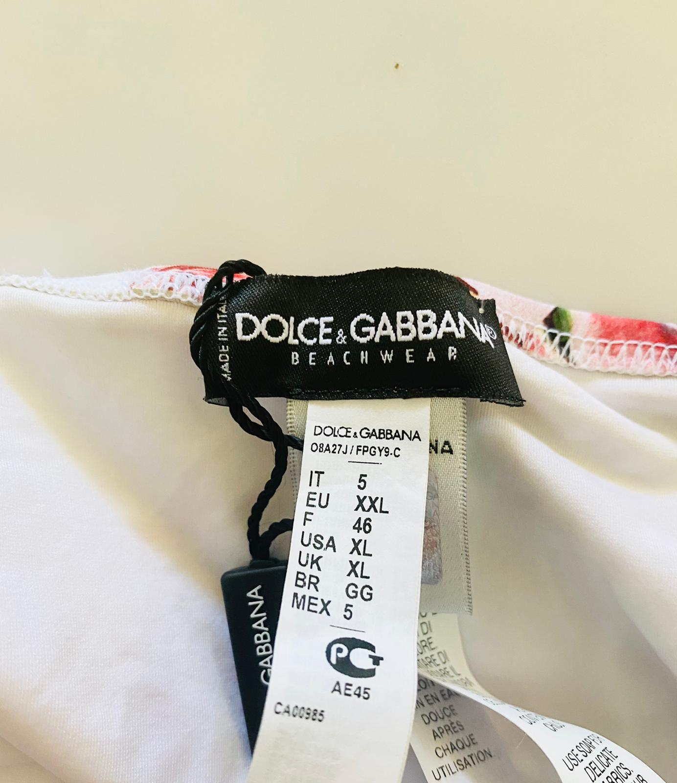 Dolce & Gabbana Red Pink Peony Floral Swimsuit Swimwear Bikini Bows Beachwear For Sale 5