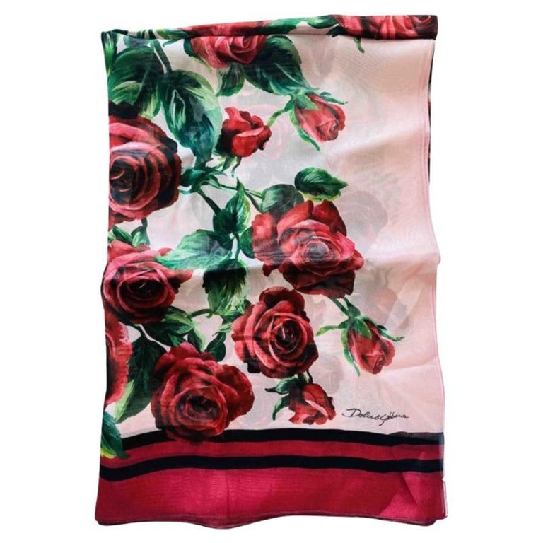 Dolce & Gabbana Red DG Crown Cashmere Silk Shawl Fringe Wrap Scarf main image 1
