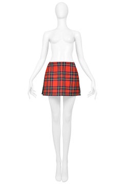 Dolce & Gabbana Red Plaid & Patchwork Skirt 1999