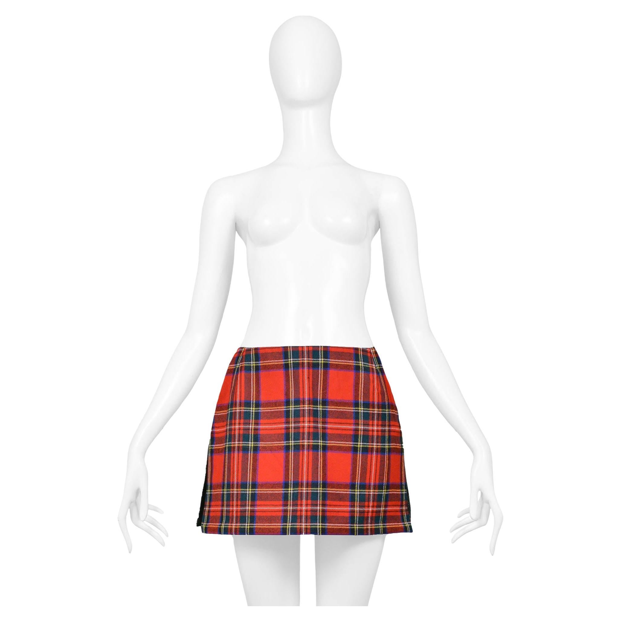 Dolce & Gabbana Red Plaid & Patchwork Skirt 1999 For Sale