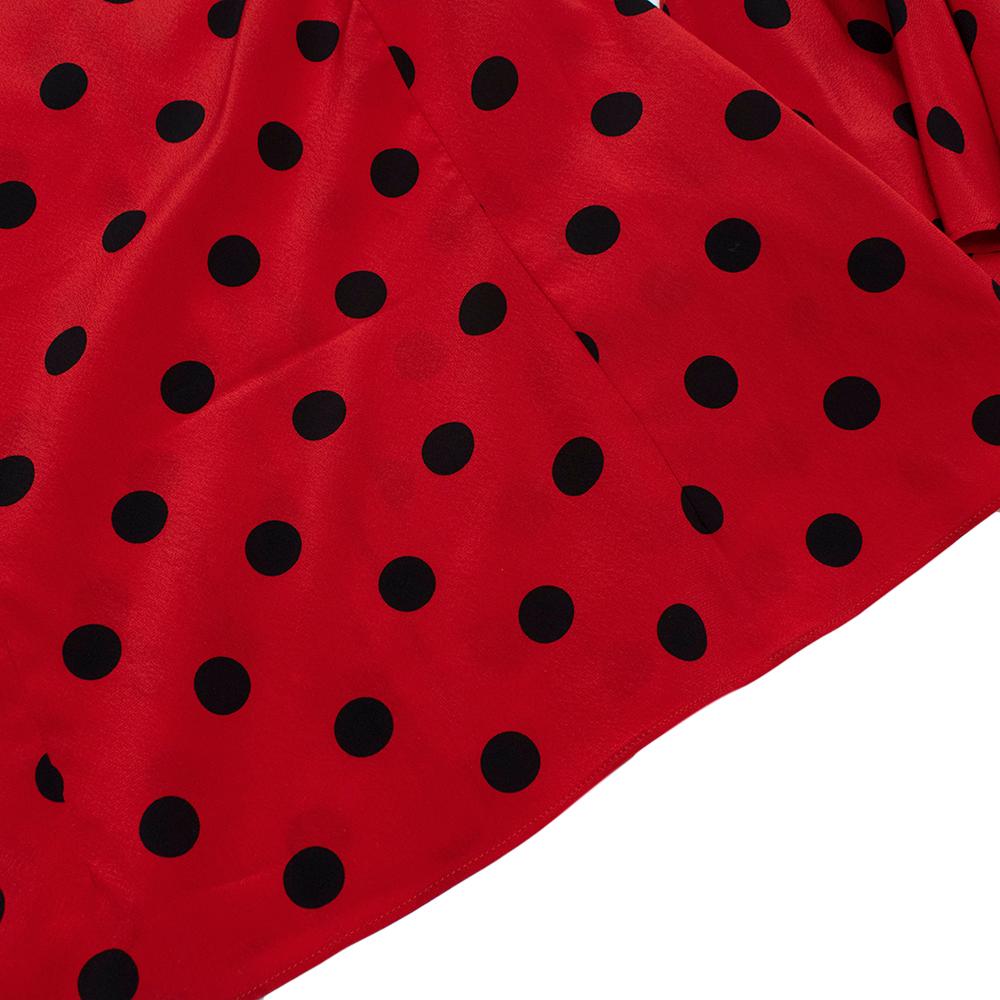 Dolce & Gabbana Red Polka Dot Bell Sleeve Silk Blouse - Size US 8 In Excellent Condition For Sale In London, GB