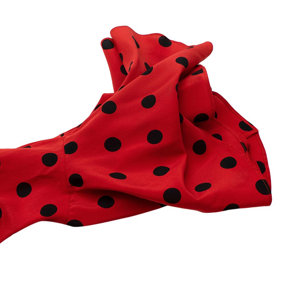 Women's or Men's Dolce & Gabbana Red Polka Dot Bell Sleeve Silk Blouse - Size US 8 For Sale