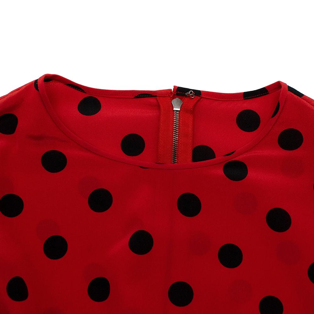 Dolce & Gabbana Red Polka Dot Bell Sleeve Silk Blouse - Size US 8 For Sale 1