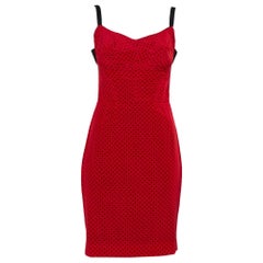 Dolce & Gabbana Red Polka Dot Printed Silk Bustier Mini Dress S