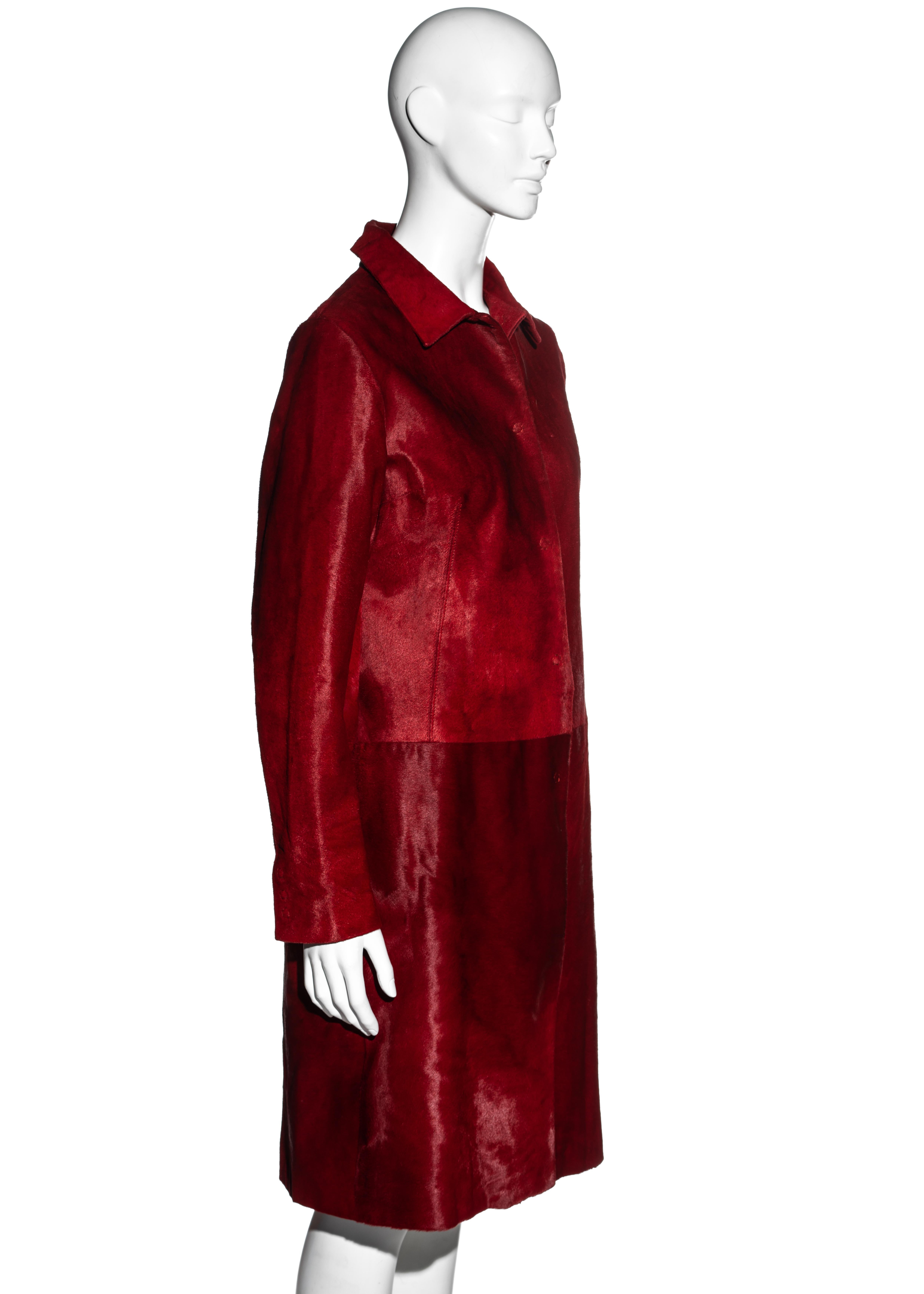 Red Dolce & Gabbana red pony hair single breasted coat, fw 1999