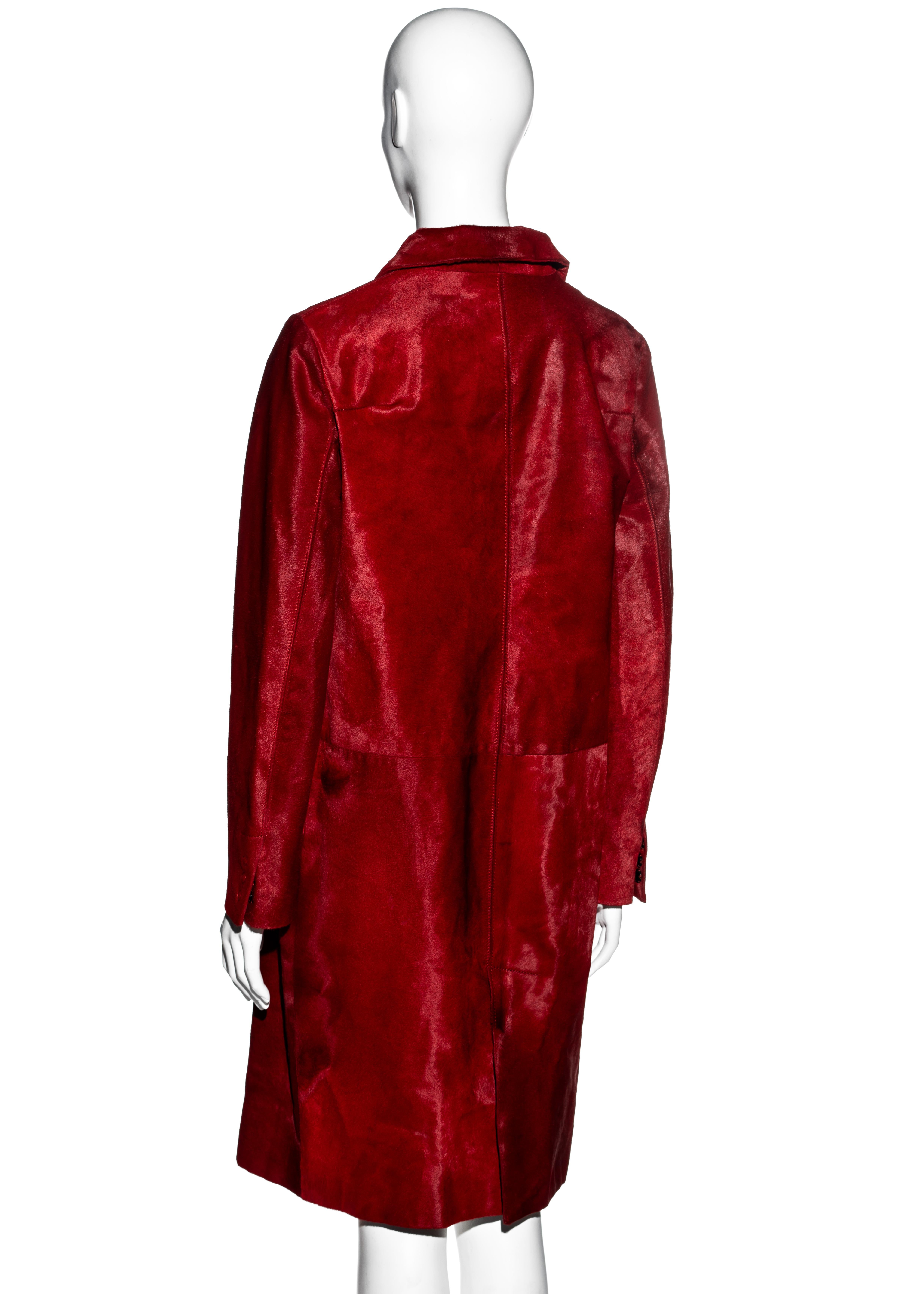 Women's Dolce & Gabbana red pony hair single breasted coat, fw 1999