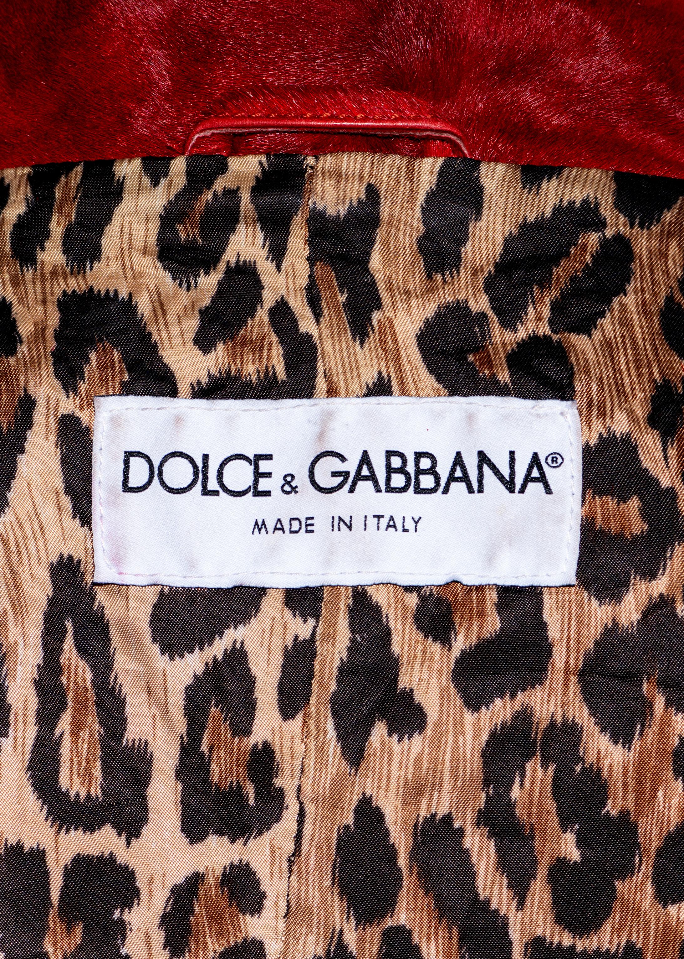 Dolce & Gabbana red pony hair single breasted coat, fw 1999 1