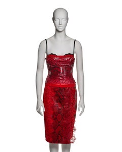 Dolce & Gabbana Red Python and Lace Corset and Skirt Set, SS 2005