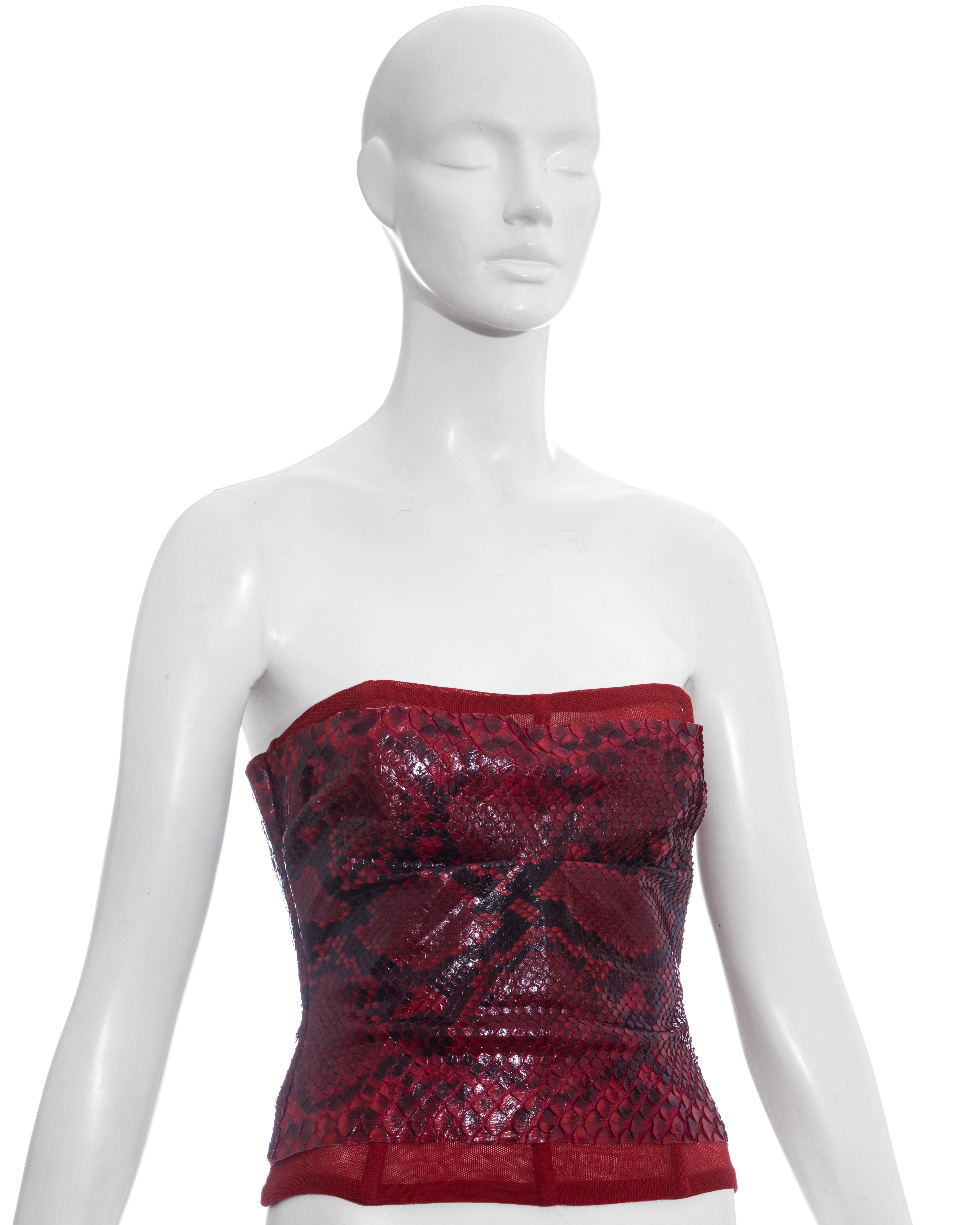 Women's Dolce & Gabbana red python bustier corset, ss 2005