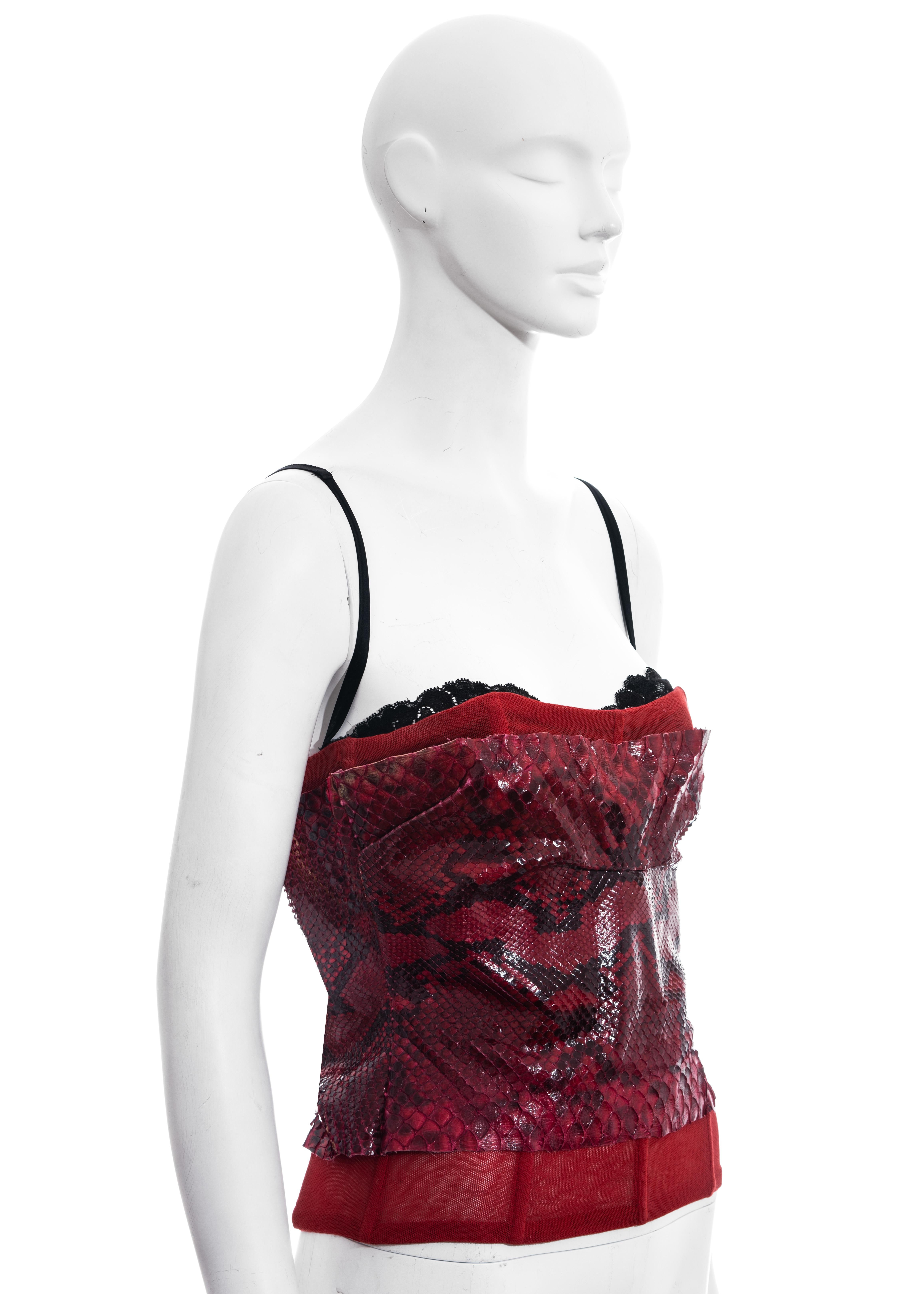 Women's Dolce & Gabbana red python corset, ss 2005