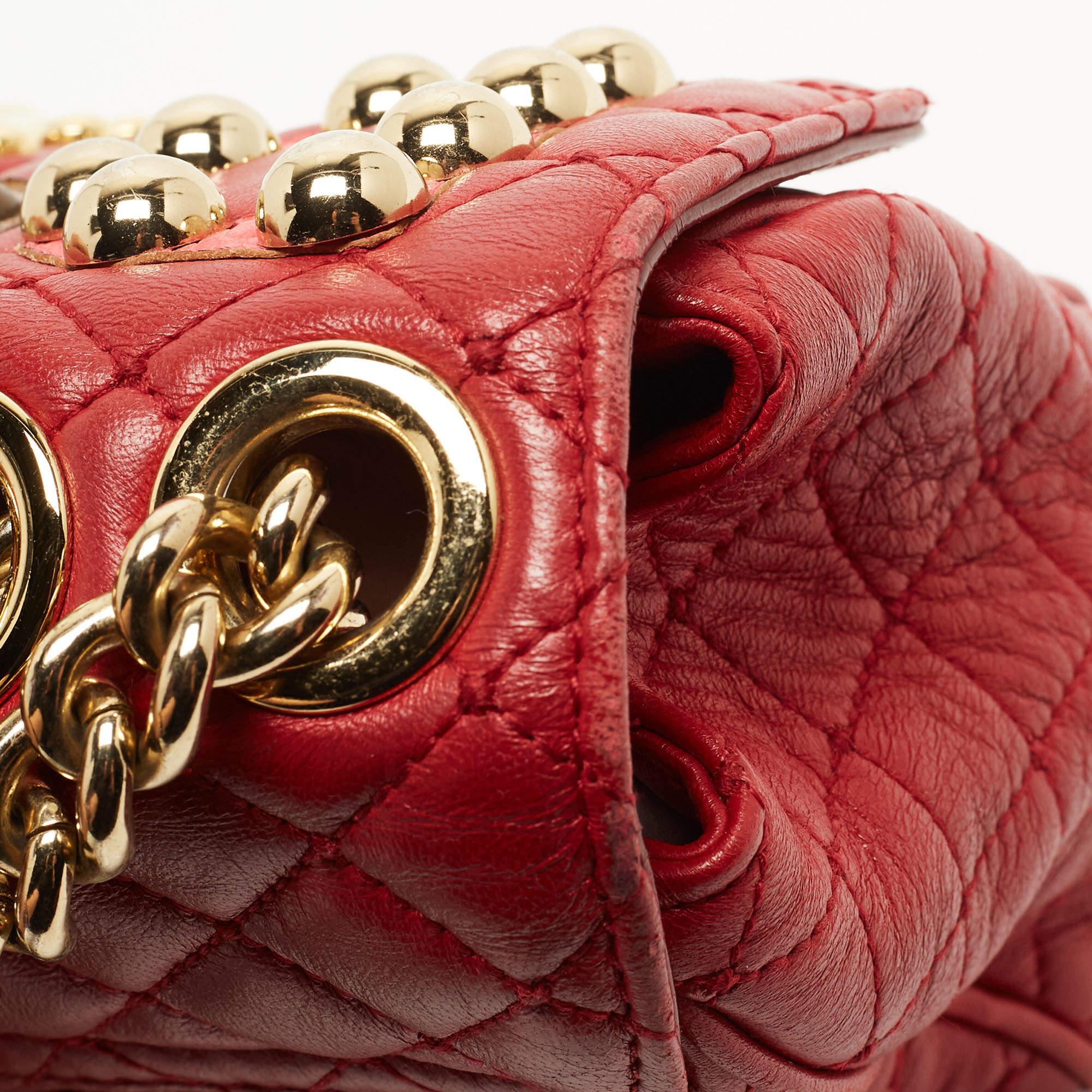 Dolce & Gabbana Red Quilted Leather Lucia Embellished Shoulder Bag 7