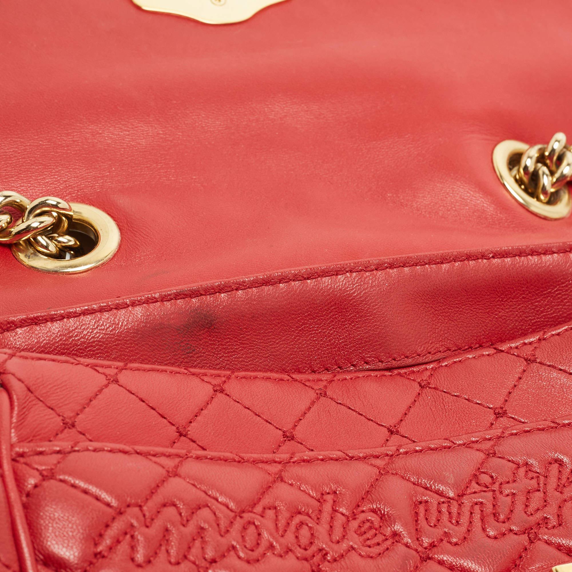 Dolce & Gabbana Red Quilted Leather Lucia Embellished Shoulder Bag 10