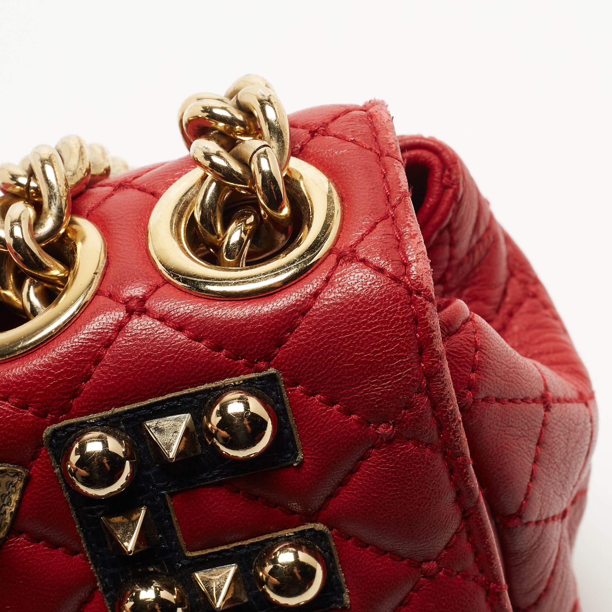 Dolce & Gabbana Red Quilted Leather Lucia Embellished Shoulder Bag 11