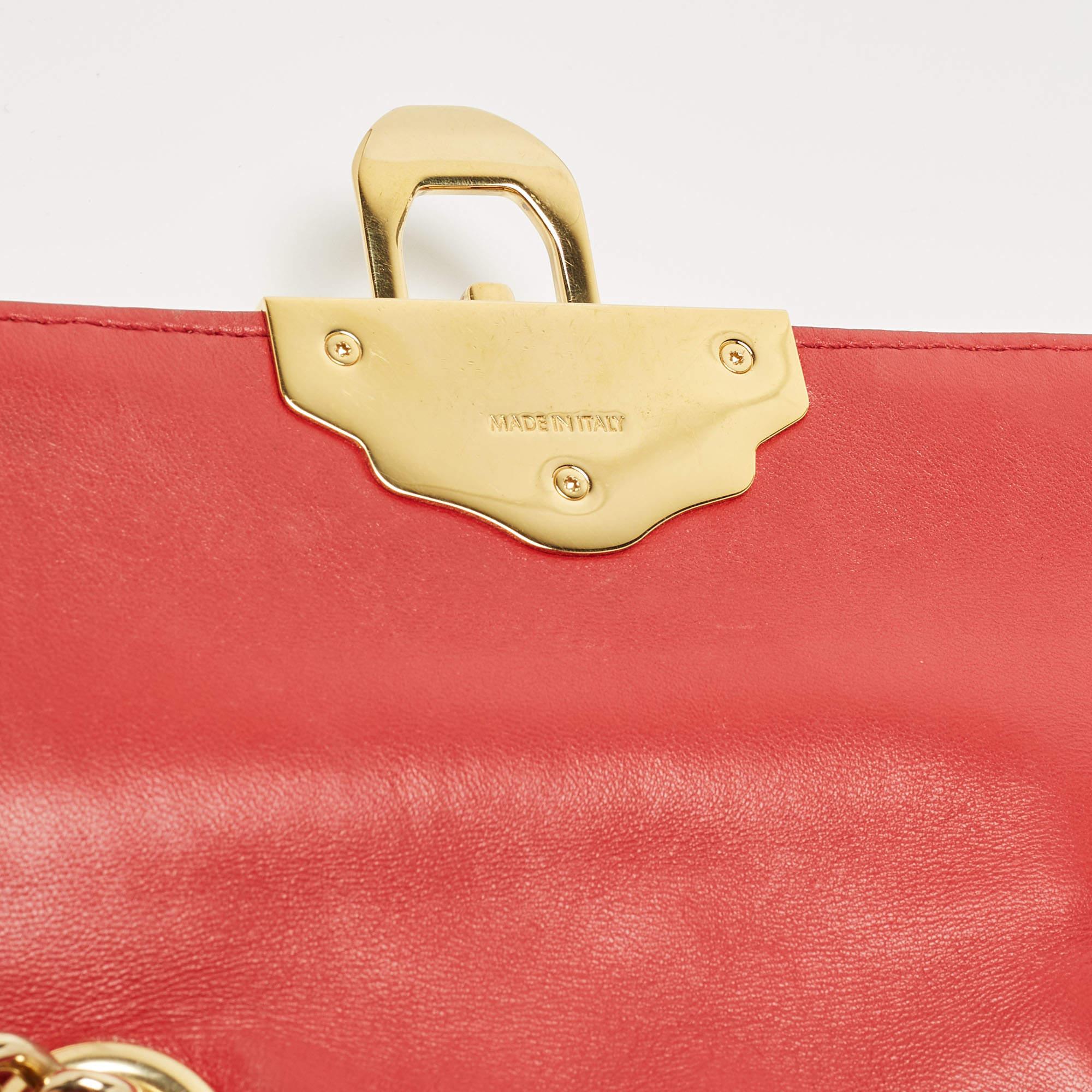 Dolce & Gabbana Red Quilted Leather Lucia Embellished Shoulder Bag 14