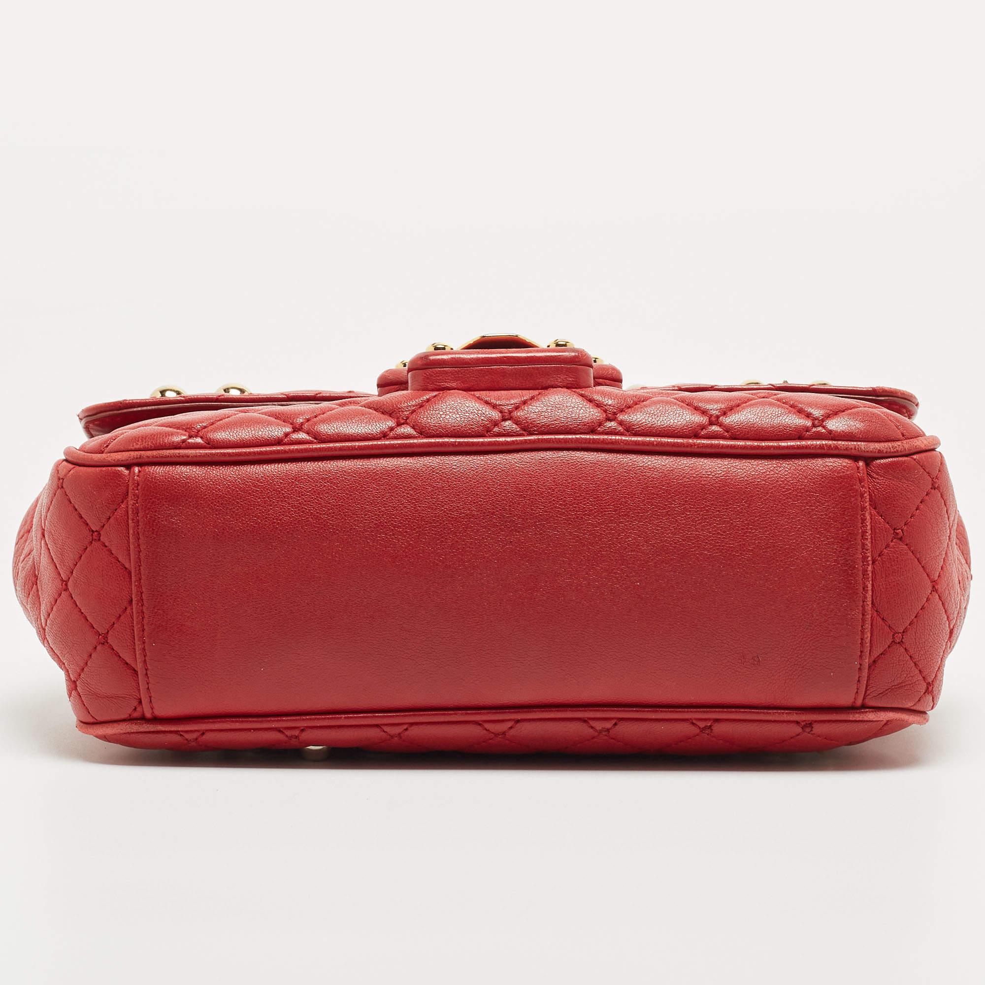 Women's Dolce & Gabbana Red Quilted Leather Lucia Embellished Shoulder Bag