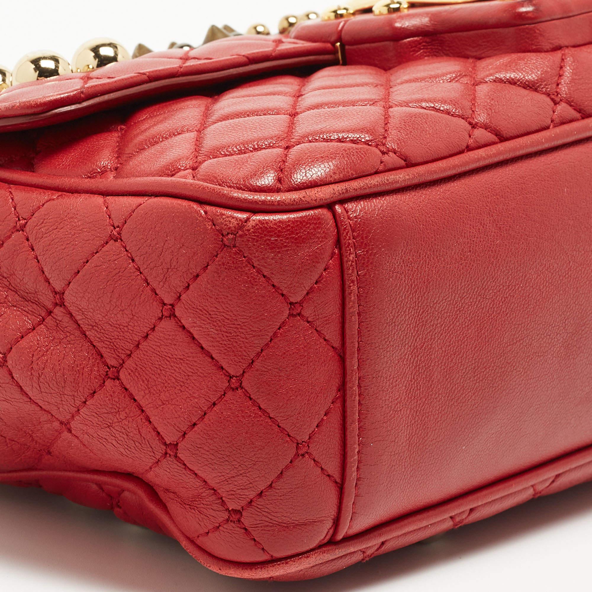 Dolce & Gabbana Red Quilted Leather Lucia Embellished Shoulder Bag 2